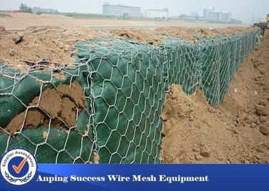 PVC Coated Hot Dipped Stone Cage Wire Mesh For Flood Bank Customized Length