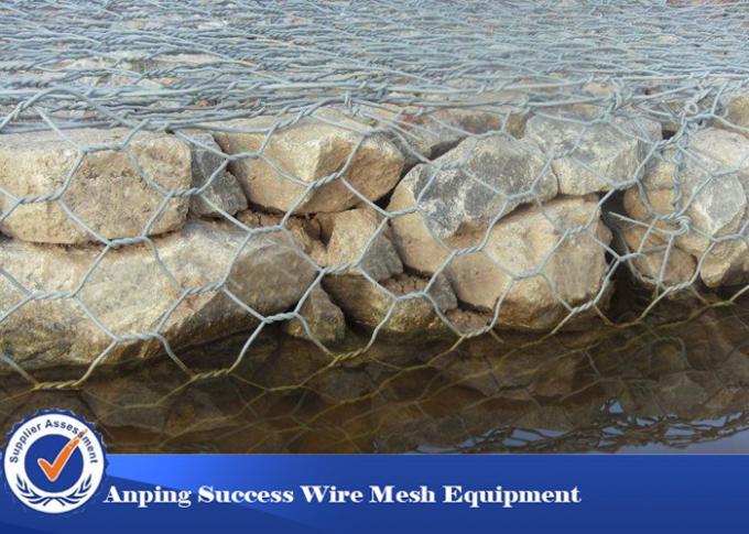 Silver Galvanized Gabion Mesh Cage / Stone Cage Wire Mesh Easy Install